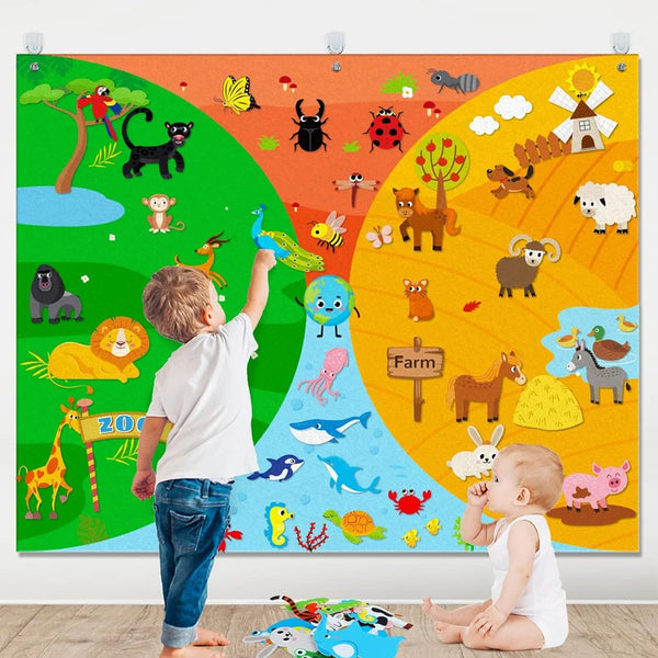 KidsFam Interactive Montessori Felt Storyboard Blanket