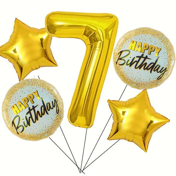 KidsFam 32-inch gold number birthday balloon set with stars