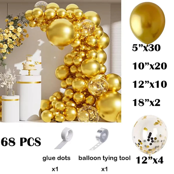 KidsFam 68-Piece Metallic Balloon Garland Kit – 6 Colors