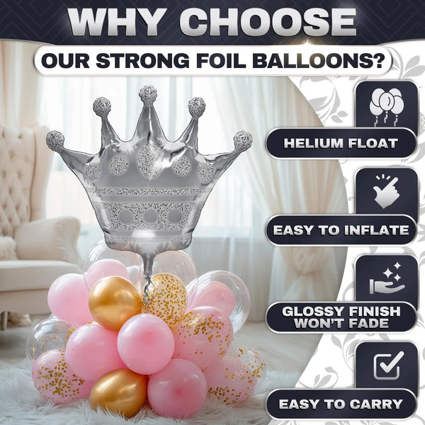 KidsFam three-piece large crown-shaped foil balloon set