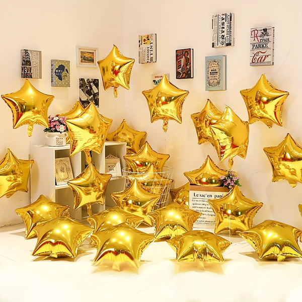 KidsFam eight-piece gold star foil balloon set in two sizes