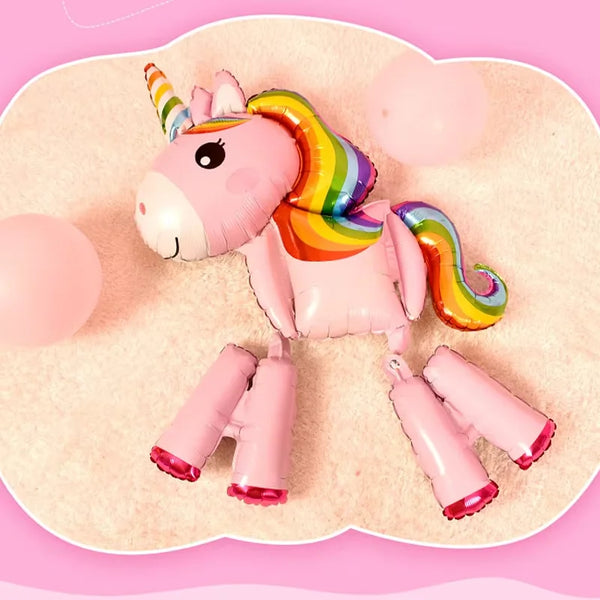 KidsFam Mini 4D Standing Unicorn Balloon | Compact Self-Standing Pastel Foil Balloon Prop for Kids Birthday Goodie Bags, Party Favors & Table Centerpieces