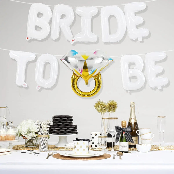KidsFam 10-Piece Bride-to-Be Foil Letter Balloon Set with Ring