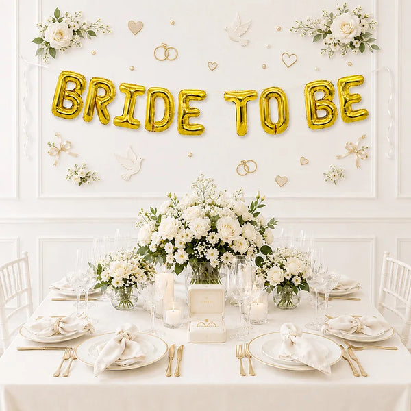 KidsFam 9-Piece Bride-to-Be Foil Letter Balloon Set – 5 Colors