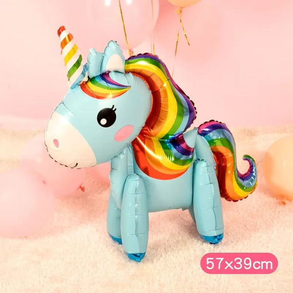 KidsFam Mini 4D Standing Unicorn Balloon | Compact Self-Standing Pastel Foil Balloon Prop for Kids Birthday Goodie Bags, Party Favors & Table Centerpieces