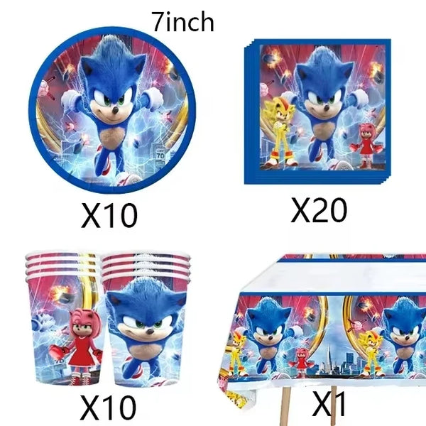 KidsFam Sonic Birthday Party Supplies – Multiple Sets & Accessories