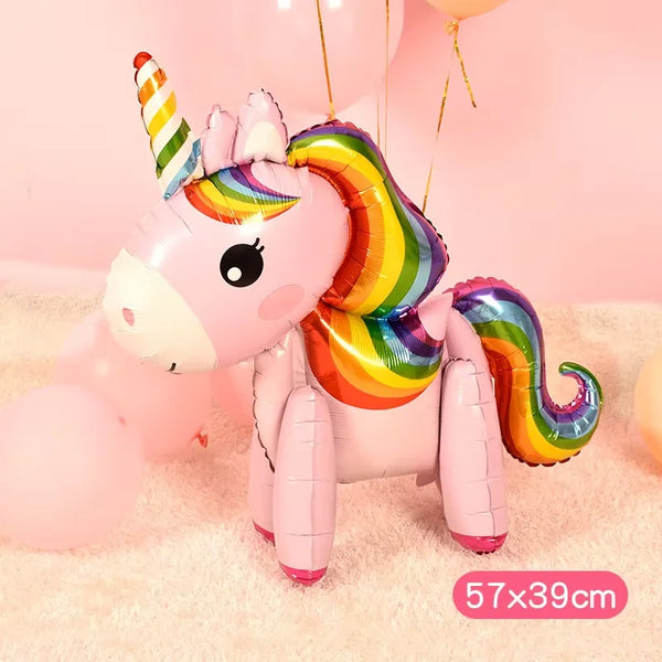 KidsFam Mini 4D Standing Unicorn Balloon | Compact Self-Standing Pastel Foil Balloon Prop for Kids Birthday Goodie Bags, Party Favors & Table Centerpieces