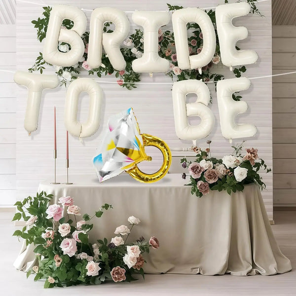 KidsFam 10-Piece Bride-to-Be Foil Letter Balloon Set with Ring