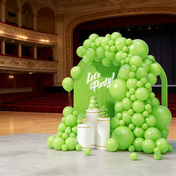 KidsFam 70-piece apple green balloon garland kit with multi-size latex balloons