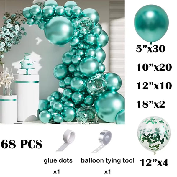 KidsFam 68-Piece Metallic Balloon Garland Kit – 6 Colors