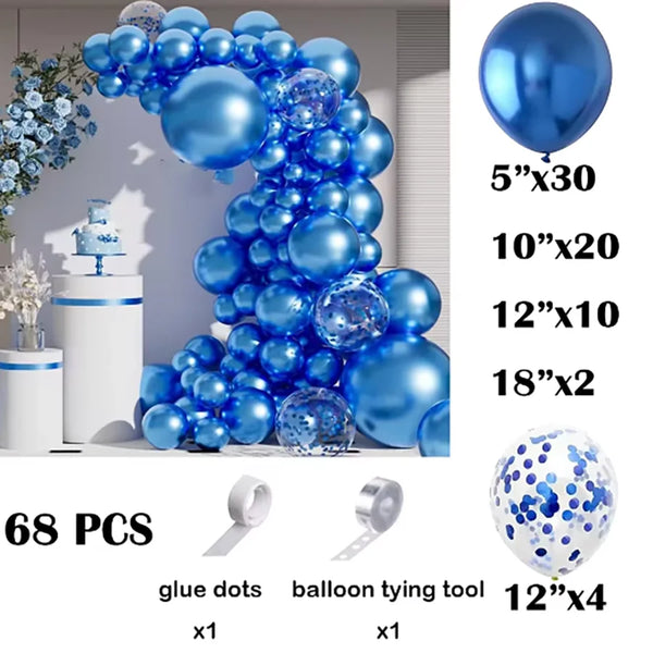 KidsFam 68-Piece Metallic Balloon Garland Kit – 6 Colors