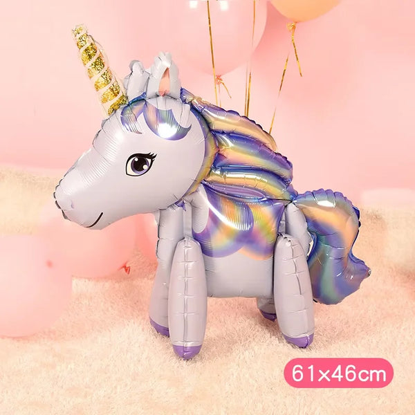 KidsFam Mini 4D Standing Unicorn Balloon | Compact Self-Standing Pastel Foil Balloon Prop for Kids Birthday Goodie Bags, Party Favors & Table Centerpieces