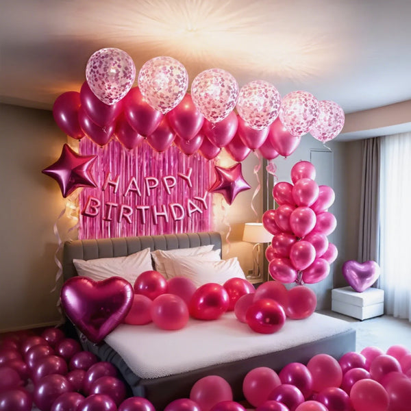 KidsFam Happy Birthday balloon and backdrop decoration kit with multiple package styles