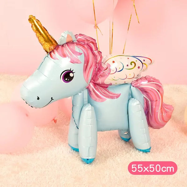 KidsFam Mini 4D Standing Unicorn Balloon | Compact Self-Standing Pastel Foil Balloon Prop for Kids Birthday Goodie Bags, Party Favors & Table Centerpieces