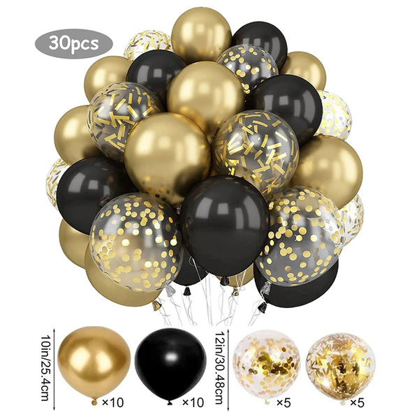 KidsFam 30-Piece Metallic & Confetti Balloon Set – 5 Color Themes