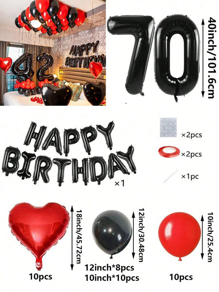 KidsFam Premium Red & Black Birthday Mylar Balloon Garland Kit