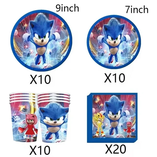 KidsFam Sonic Birthday Party Supplies – Multiple Sets & Accessories
