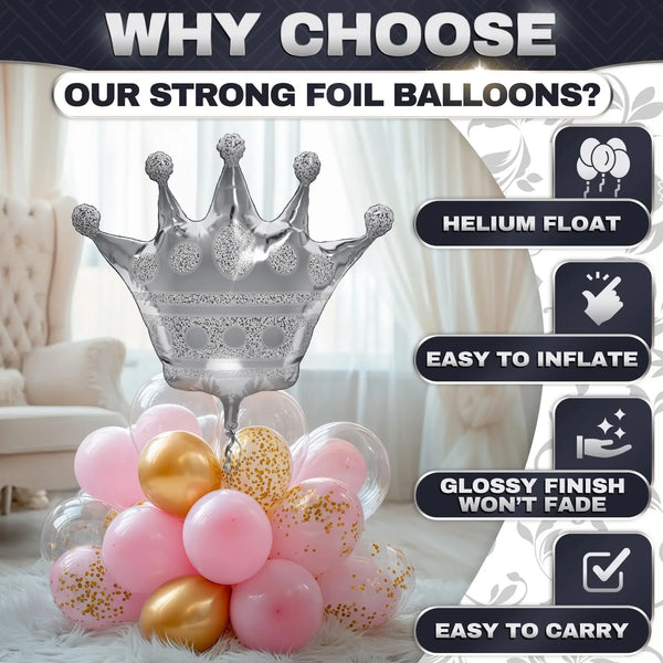 KidsFam three-piece large crown-shaped foil balloon set