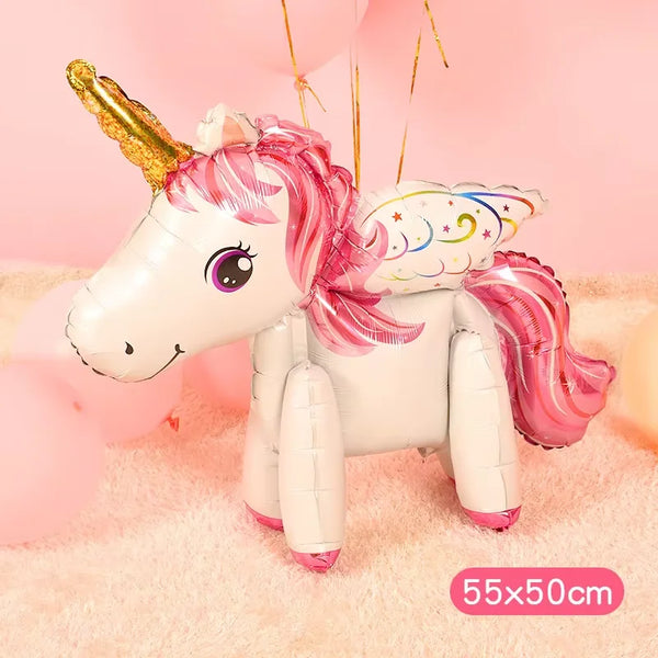KidsFam Mini 4D Standing Unicorn Balloon | Compact Self-Standing Pastel Foil Balloon Prop for Kids Birthday Goodie Bags, Party Favors & Table Centerpieces