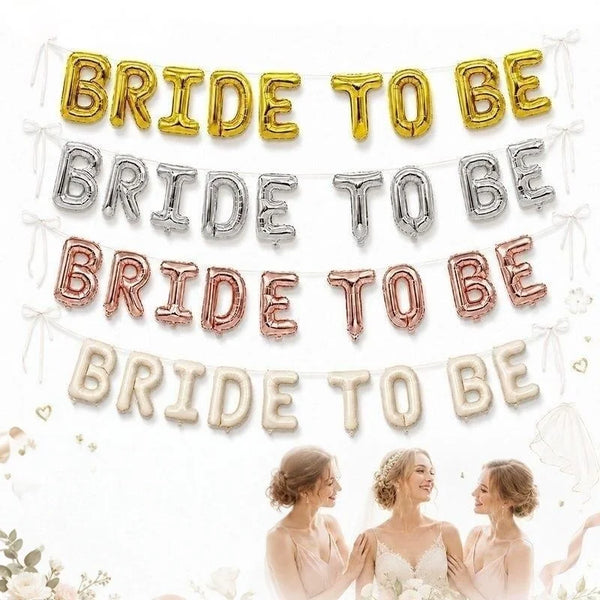 KidsFam 9-Piece Bride-to-Be Foil Letter Balloon Set – 5 Colors