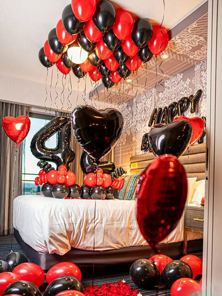 KidsFam Premium Red & Black Birthday Mylar Balloon Garland Kit