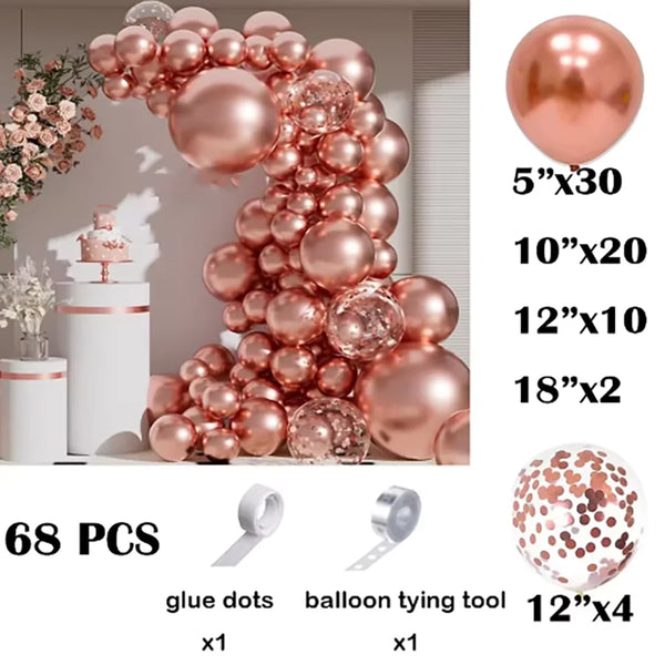 KidsFam 68-Piece Metallic Balloon Garland Kit – 6 Colors