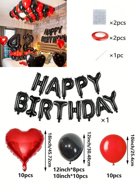 KidsFam Premium Red & Black Birthday Mylar Balloon Garland Kit