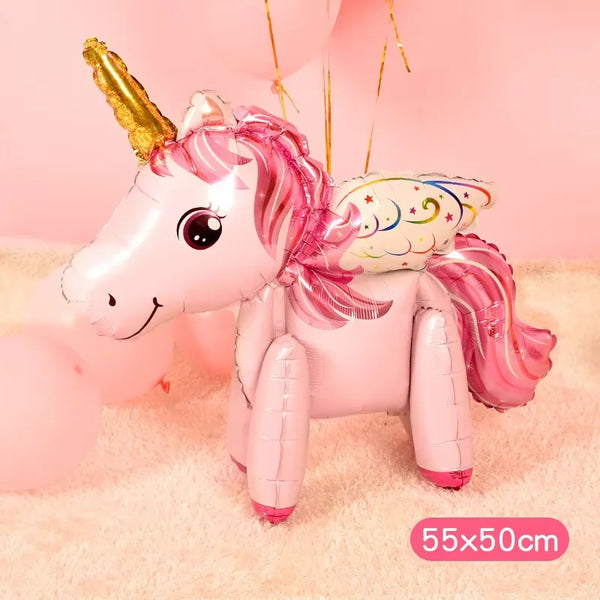 KidsFam Mini 4D Standing Unicorn Balloon | Compact Self-Standing Pastel Foil Balloon Prop for Kids Birthday Goodie Bags, Party Favors & Table Centerpieces