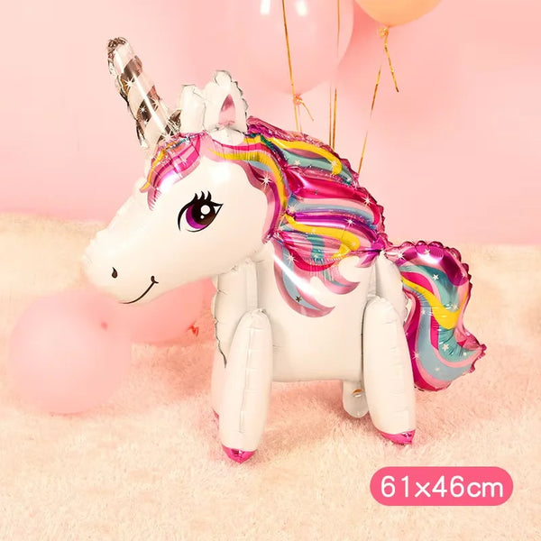 KidsFam Mini 4D Standing Unicorn Balloon | Compact Self-Standing Pastel Foil Balloon Prop for Kids Birthday Goodie Bags, Party Favors & Table Centerpieces