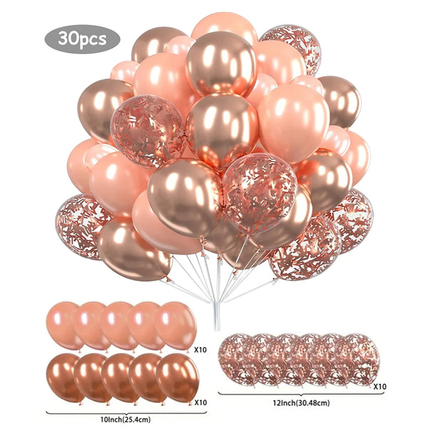 KidsFam 30-Piece Metallic & Confetti Balloon Set – 5 Color Themes