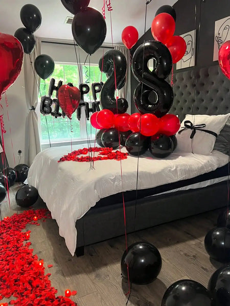 KidsFam Premium Red & Black Birthday Mylar Balloon Garland Kit
