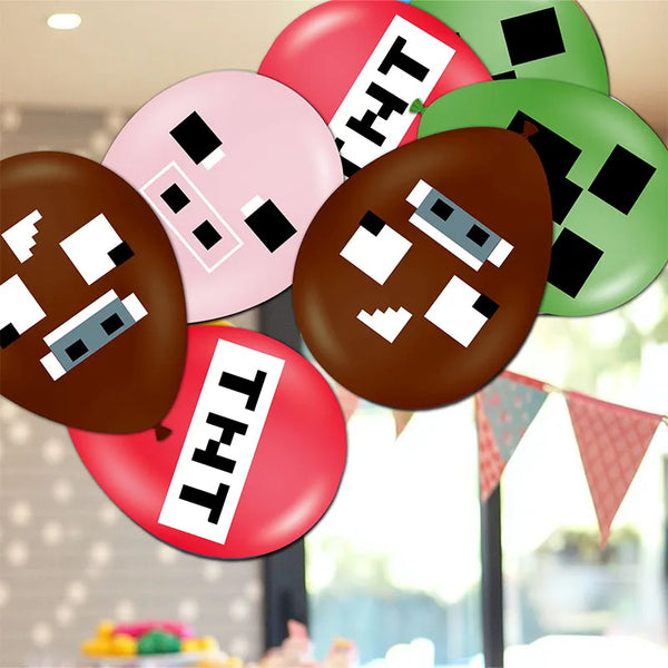 KidsFam 10-Piece Pixel Gamer Latex Balloon Set – 12-Inch