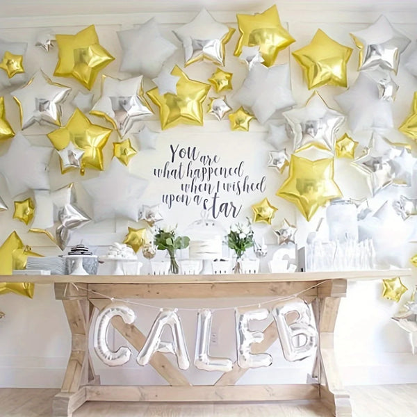 KidsFam eight-piece gold star foil balloon set in two sizes