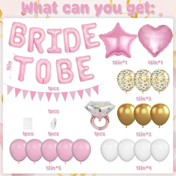 KidsFam Bride-to-Be Balloon Decoration Kit – 5 Color Themes