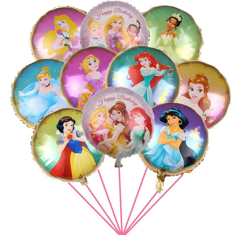 5Pcs 18 inch Round Belle Cinderella Snow White Elsa Princess Foil Balloons Baby Birthday Party Decor Kids Helium Balls Toys