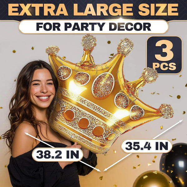 KidsFam three-piece large crown-shaped foil balloon set