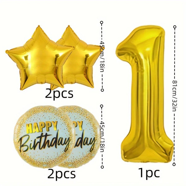 KidsFam 32-inch gold number birthday balloon set with stars
