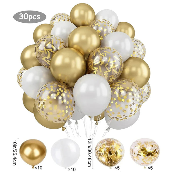 KidsFam 30-Piece Metallic & Confetti Balloon Set – 5 Color Themes