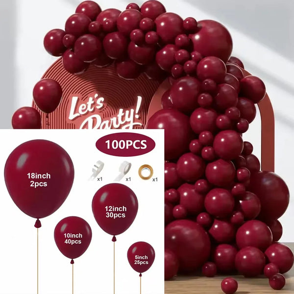 KidsFam 100-Piece Dark Burgundy Balloon Garland Kit