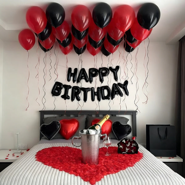 KidsFam Premium Red & Black Birthday Mylar Balloon Garland Kit