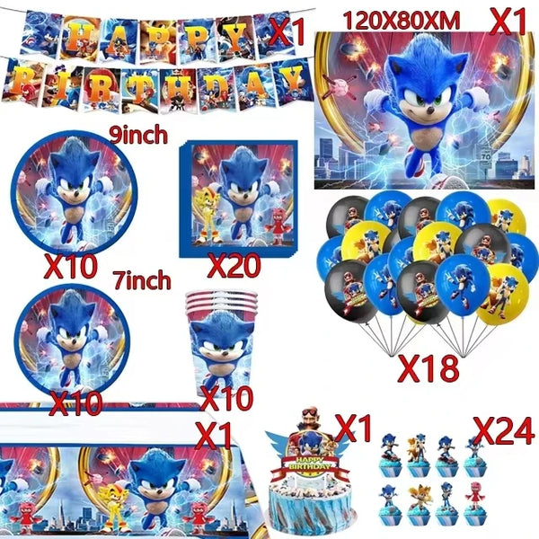 KidsFam Sonic Birthday Party Supplies – Multiple Sets & Accessories