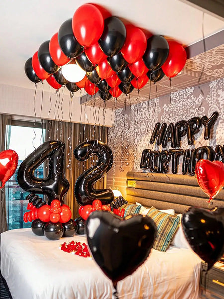 KidsFam Premium Red & Black Birthday Mylar Balloon Garland Kit