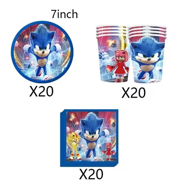 KidsFam Sonic Birthday Party Supplies – Multiple Sets & Accessories