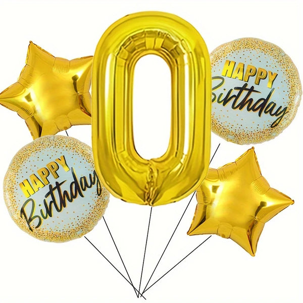 KidsFam 32-inch gold number birthday balloon set with stars