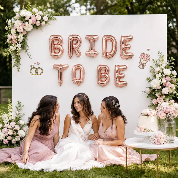 KidsFam 9-Piece Bride-to-Be Foil Letter Balloon Set – 5 Colors