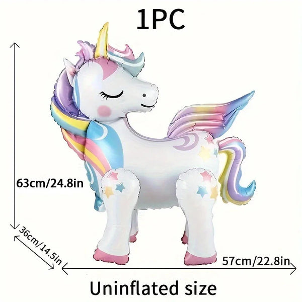KidsFam 6pc Rainbow Unicorn Balloon Kit | Foil Balloon, Gradient Number Balloon Set for Kids Birthday Party Decor & Baby Showers