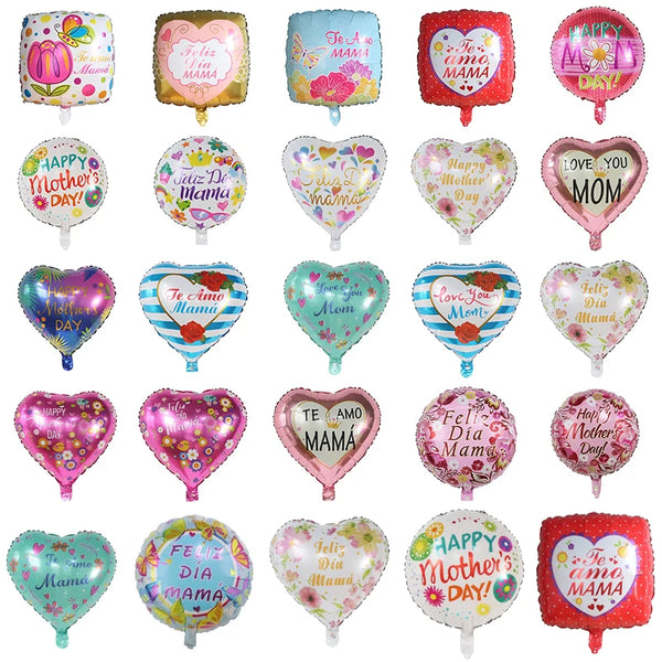 KidsFam 18-Inch Mother's Day Foil Balloons – 10 or 50 Pack