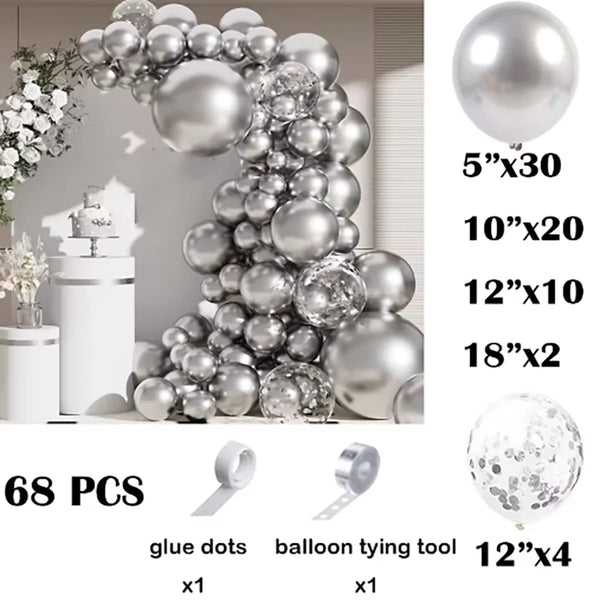 KidsFam 68-Piece Metallic Balloon Garland Kit – 6 Colors
