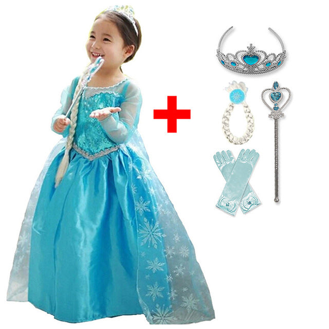 Anna Elsa Fancy Princess Dress For Baby Girls