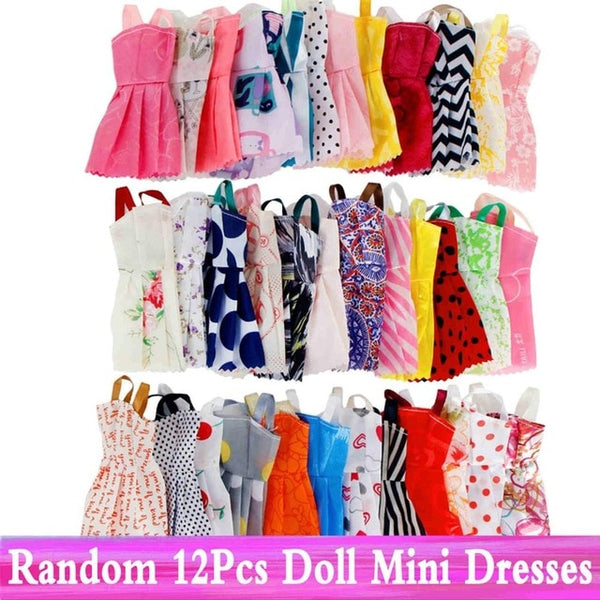 Cute Doll Accessories for Barbie Doll Shoes Boots Mini Dress Handbags Crown Hangers Glasses Doll Clothes Kids Toy 12''